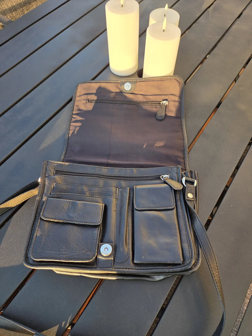Classic Black Leather Crossbody Bag for Men